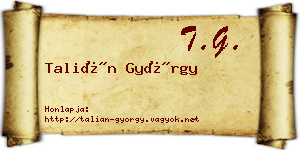 Talián György névjegykártya